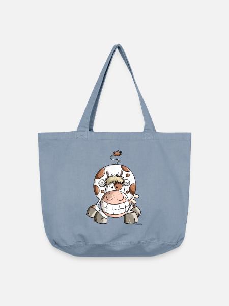 Grinse Kuh - Vintage-Washed Shopper - vintage light blue