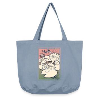 Illustration de nénuphar – Tranquillité et nature - Sac cabas vintage délavé - vintage light blue - Devant