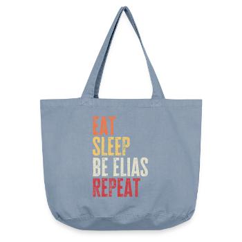 Iss, schlaf Sei Elias, wiederhole Retro-Name - Vintage-Washed Shopper - vintage light blue - Vorne