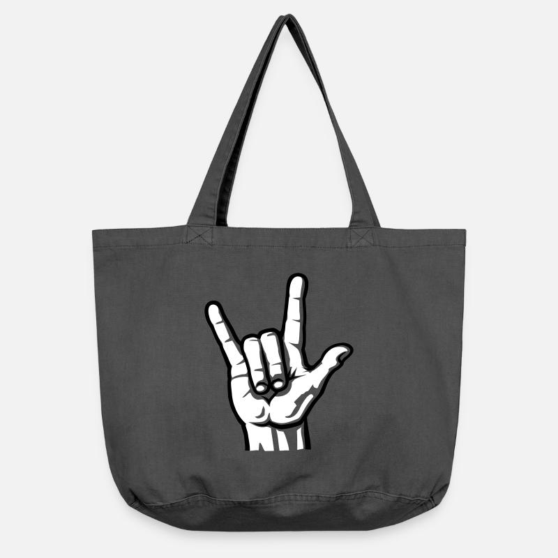 Devil Rock Hand - Pommesgabel (short) 2c - Vintage-Washed Shopper - Vintage Schwarz