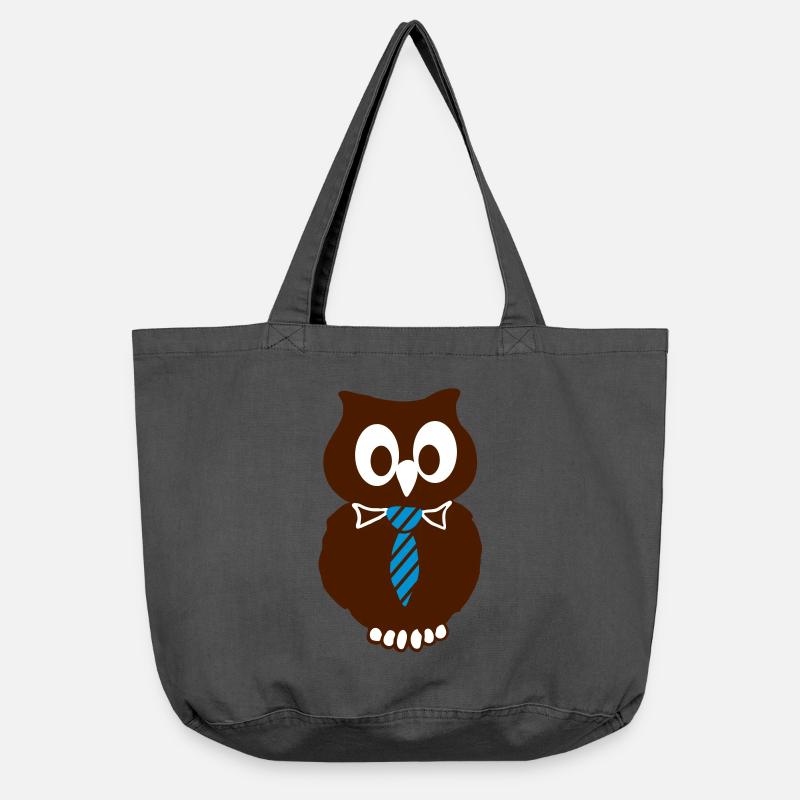 Eule mit Schlips - 3farbig - Vintage-Washed Shopper - Vintage Schwarz