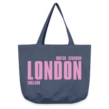 Typographie londonienne Pink Bold - Sac cabas vintage délavé - vintage bleu jeans - Devant