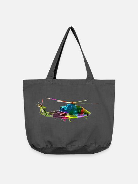 Bunter Helikopter - Vintage-Washed Shopper - Vintage Schwarz