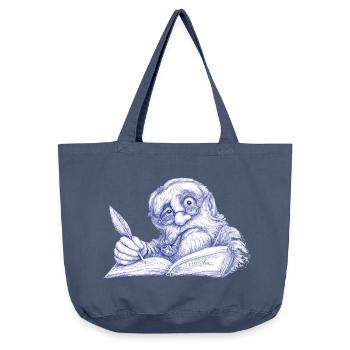 Rédacteur senior au dessin au stylo - Sac cabas vintage délavé - vintage bleu jeans - Devant