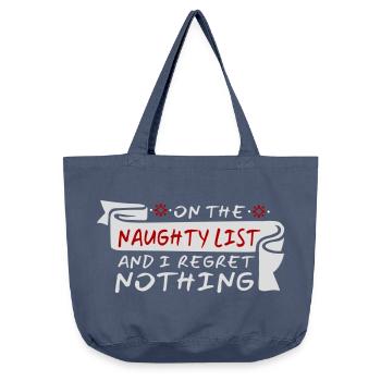 Sur la liste des vilains et ne regrette rien XMas Spruch - Sac cabas vintage délavé - vintage bleu jeans - Devant