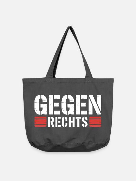 Gegen Rechts - Funny Antifa Spruch - Vintage-Washed Shopper - Vintage Schwarz
