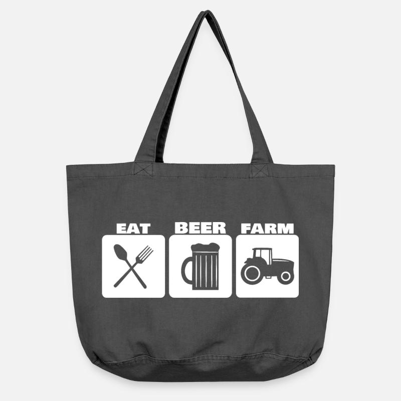 EAT, DRINK, FARM ... farmer basic needs - Vintage-washed Shopper - vintage black