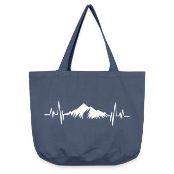 Herzschlag in Bergsilhouette - Vintage-Washed Shopper - Vintage Denim - Vorne