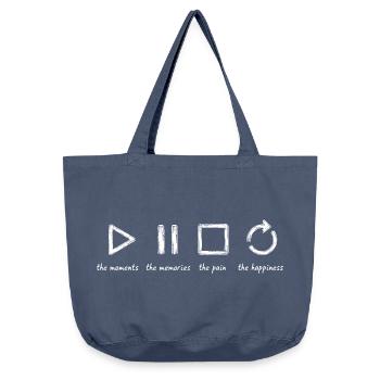 Pleine conscience, moments, souvenirs, bonheur - Sac cabas vintage délavé - vintage bleu jeans - Devant