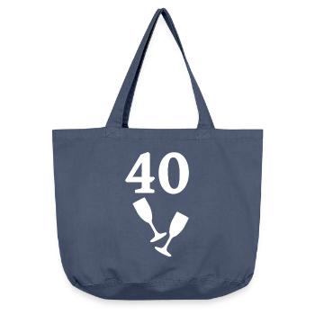 Geburtstagsshirt, 40 sektgläser silhouette - Vintage-Washed Shopper - Vintage Denim - Vorne