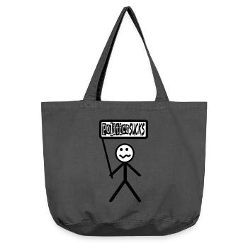 La politique suce - la politique pue, les chiffres de bâton - Sac cabas vintage délavé - noir vintage - Devant