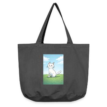 Weiße Katze mit frechen Blick - Vintage-Washed Shopper - Vintage Schwarz - Vorne