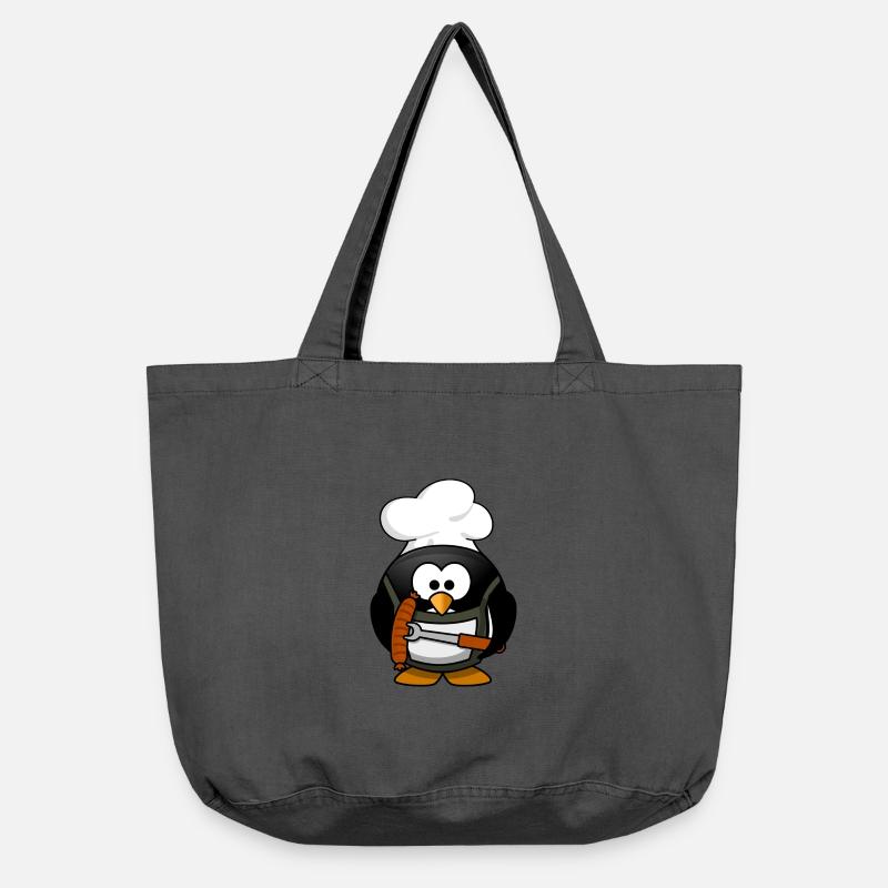 Boiling penguin with bratwurst. Gift - Vintage-washed Shopper - vintage black