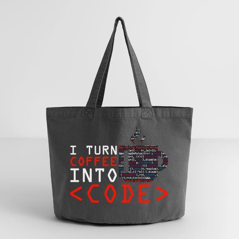 Programmers generate code from coffee Vintage-washed Shopper