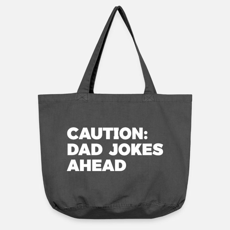 Humorous Dad Jokes Caution Graphic Tee - Vintage-washed Shopper - vintage black