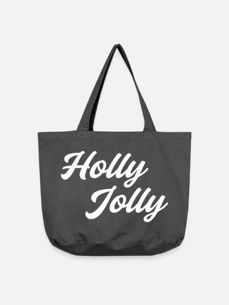 Holly Jolly Schriftzug - Vintage-Washed Shopper - Vintage Schwarz