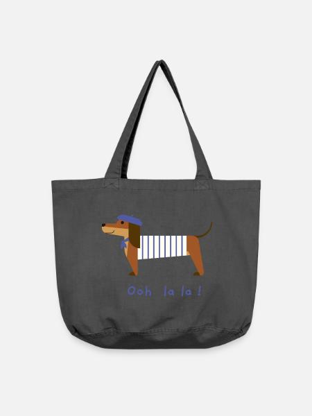 Dackel Ooh la la - Vintage-Washed Shopper - Vintage Schwarz