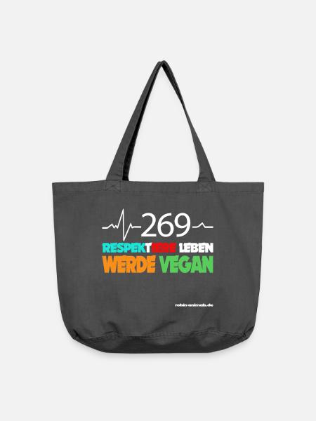 RESPEKTIERE LEBEN 269 - Vintage-Washed Shopper - Vintage Schwarz