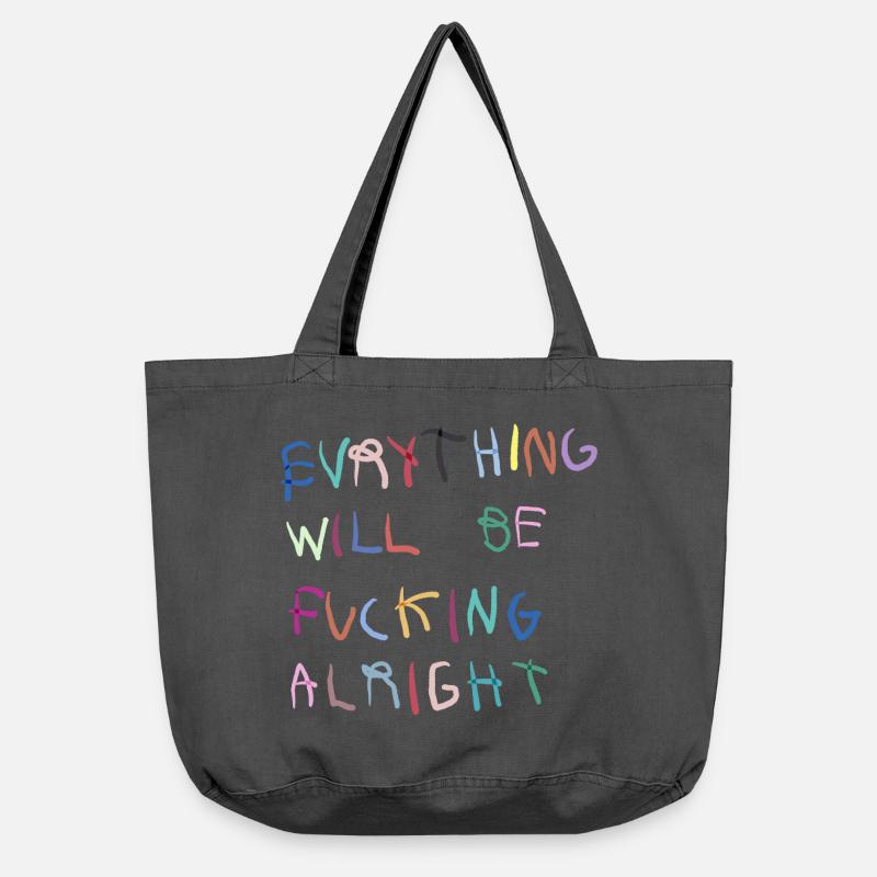 Everything will be alright bunt - Vintage-Washed Shopper - Vintage Schwarz