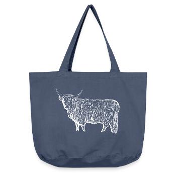 Scottish Highland Cattle Cow Beef - Vintage-washed Shopper - vintage denim - Front