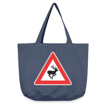 Signalisation routière cerfs - Sac cabas vintage délavé - vintage bleu jeans - Devant