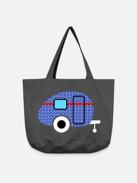 Caravan Strickmuster Wohnwagen Camping Winter - Vintage-Washed Shopper - Vintage Schwarz