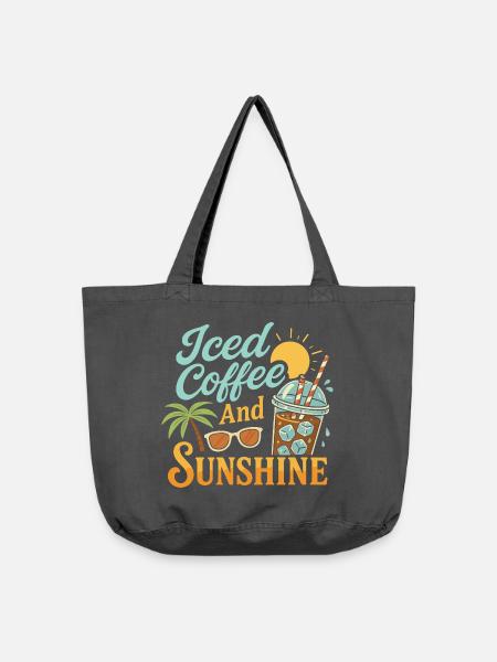 Eiskaffee und Sonnenschein - Vintage-Washed Shopper - Vintage Schwarz