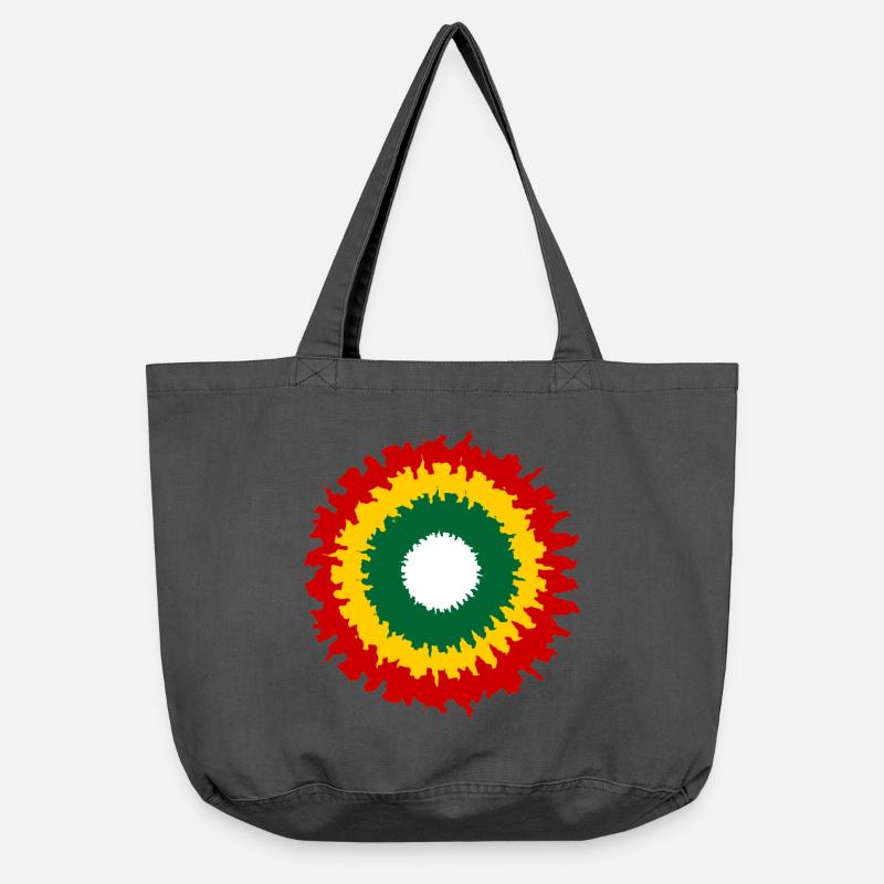 Vibrant rasta pattern with fire effect - Vintage-washed Shopper - vintage black