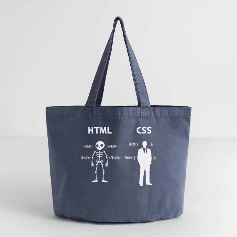 Code Css C++ Php Java Développeur Code Scripting Sac cabas vintage délavé