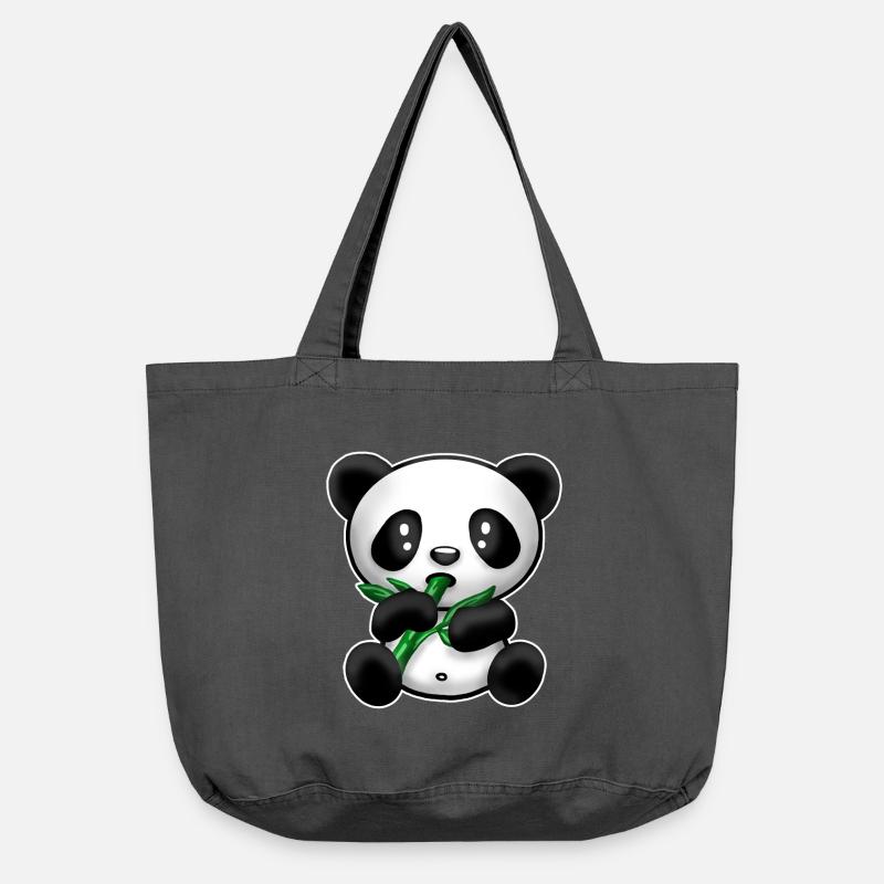 Panda mit Bambus - Vintage-Washed Shopper - Vintage Schwarz