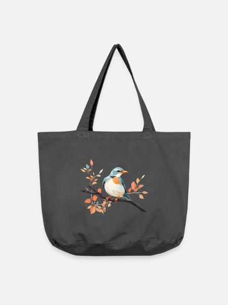 Königsfeder Eisvogel auf Ast - Vintage-Washed Shopper - Vintage Schwarz