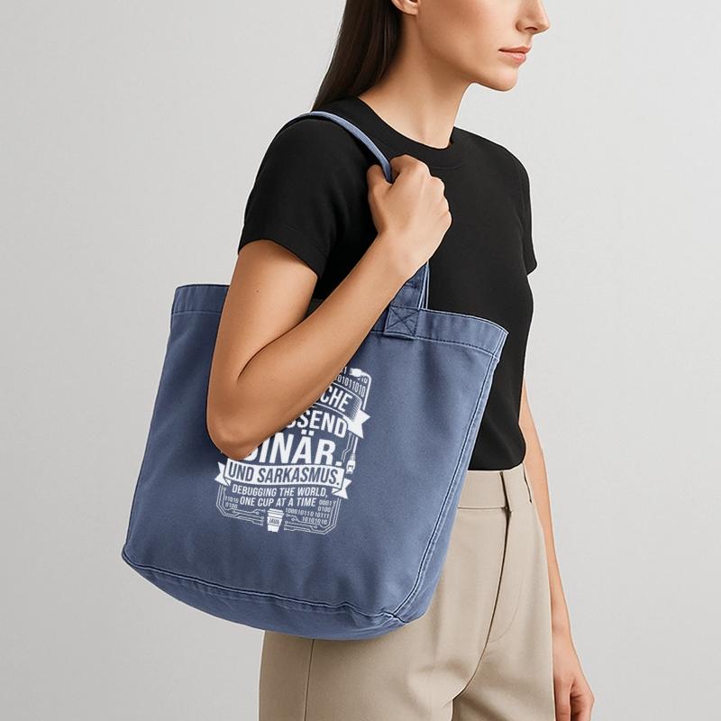 Coding Binary Coffee Sarcasm Vintage-washed Shopper