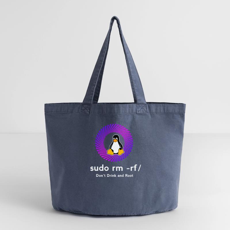 Ordinateur Sys admin Penguin Nerd pc sudo rm -rf cod Sac cabas vintage délavé