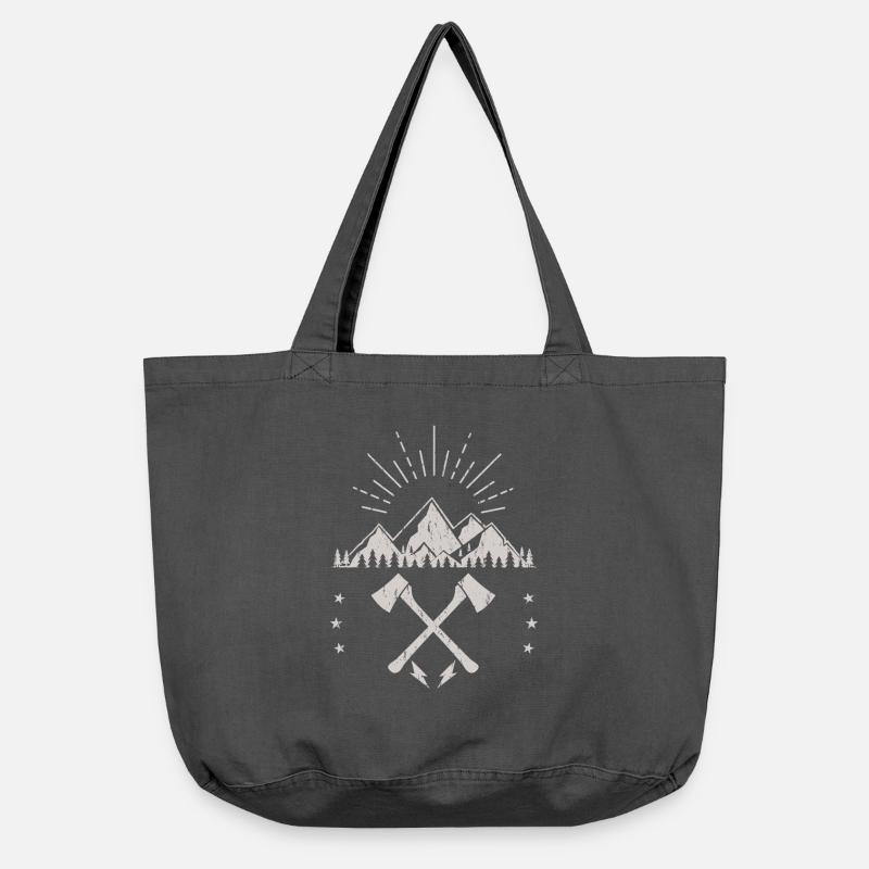 Robustes Berg-Sonnenaufgangsaxt-Emblem - Vintage-Washed Shopper - Vintage Schwarz