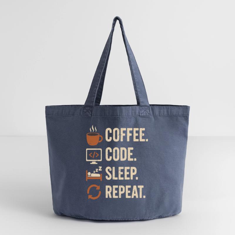 Geek-Coder-Routine – Kaffee, Code, Schlaf, mehr Vintage-Washed Shopper