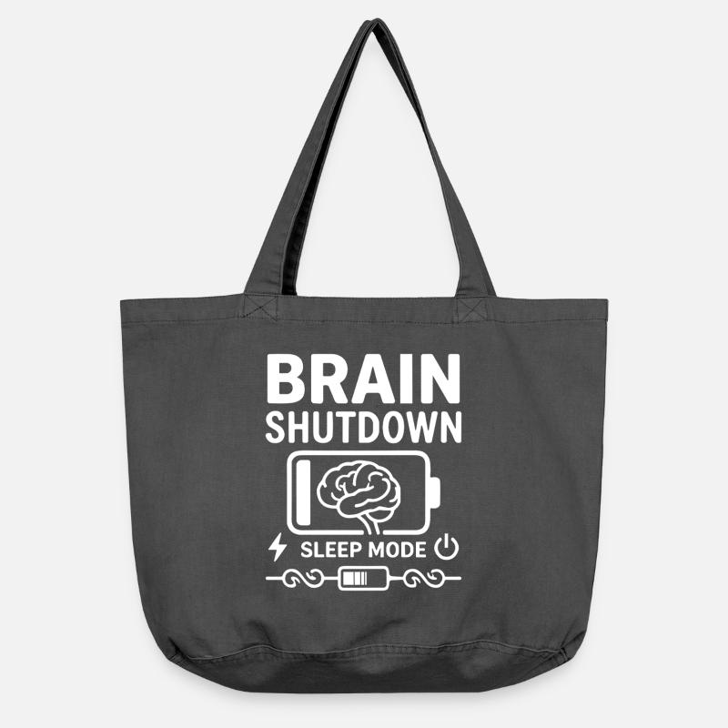 Brain Shutdown Sleep Mode Humor Battery Empty - Vintage-washed Shopper - vintage black