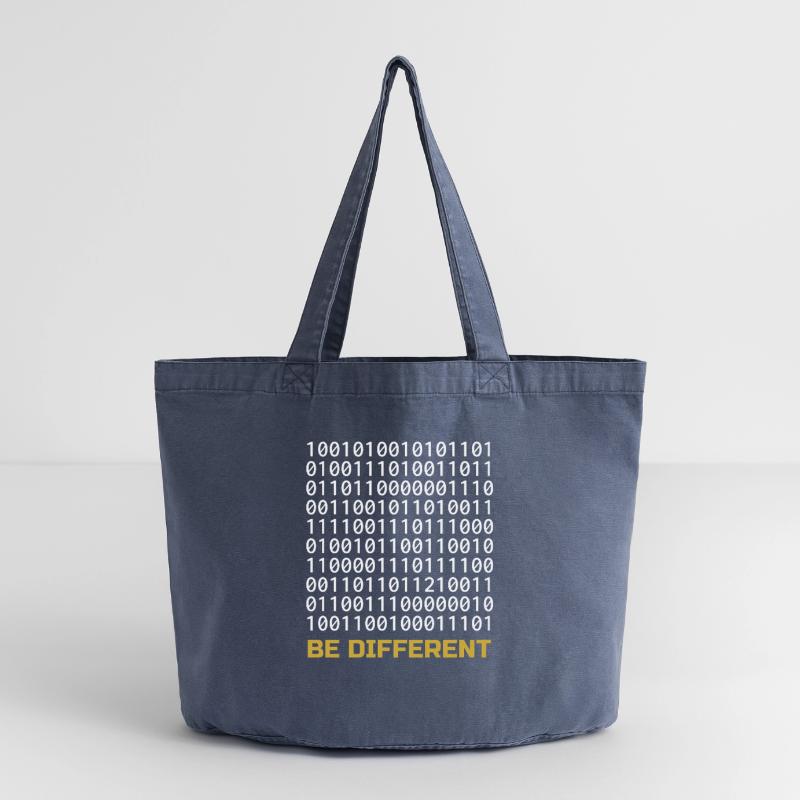Be Different: Binary Pattern with Message Vintage-washed Shopper