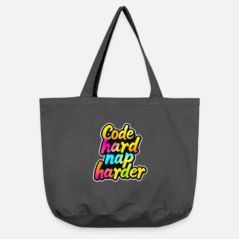 Code Hard Nap Harder Funny Programmer Tee - Sac cabas vintage délavé - noir vintage
