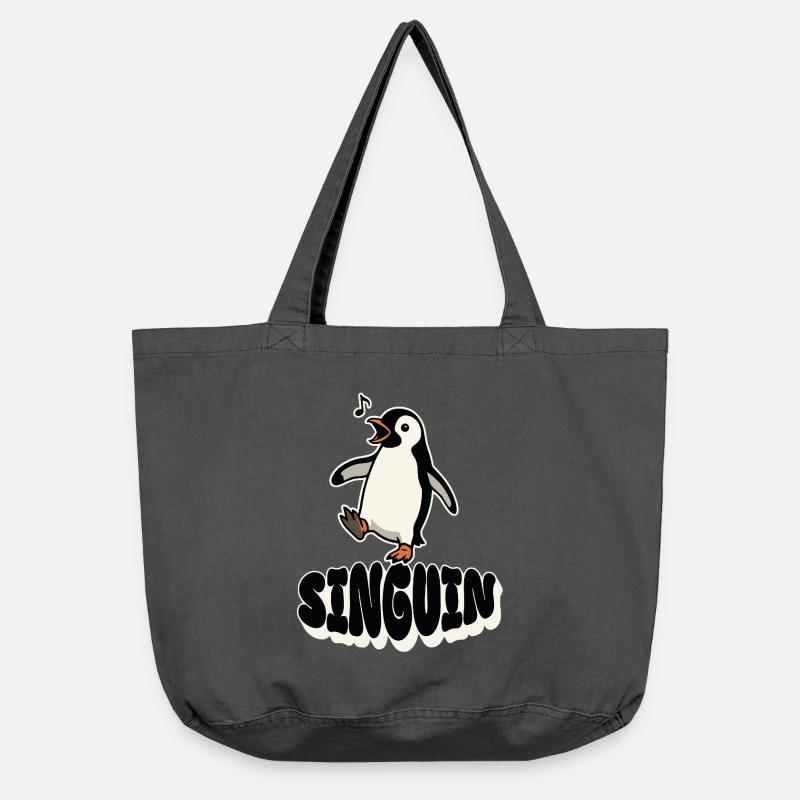 Singender Pinguin - Singuin - Vintage-Washed Shopper - Vintage Schwarz