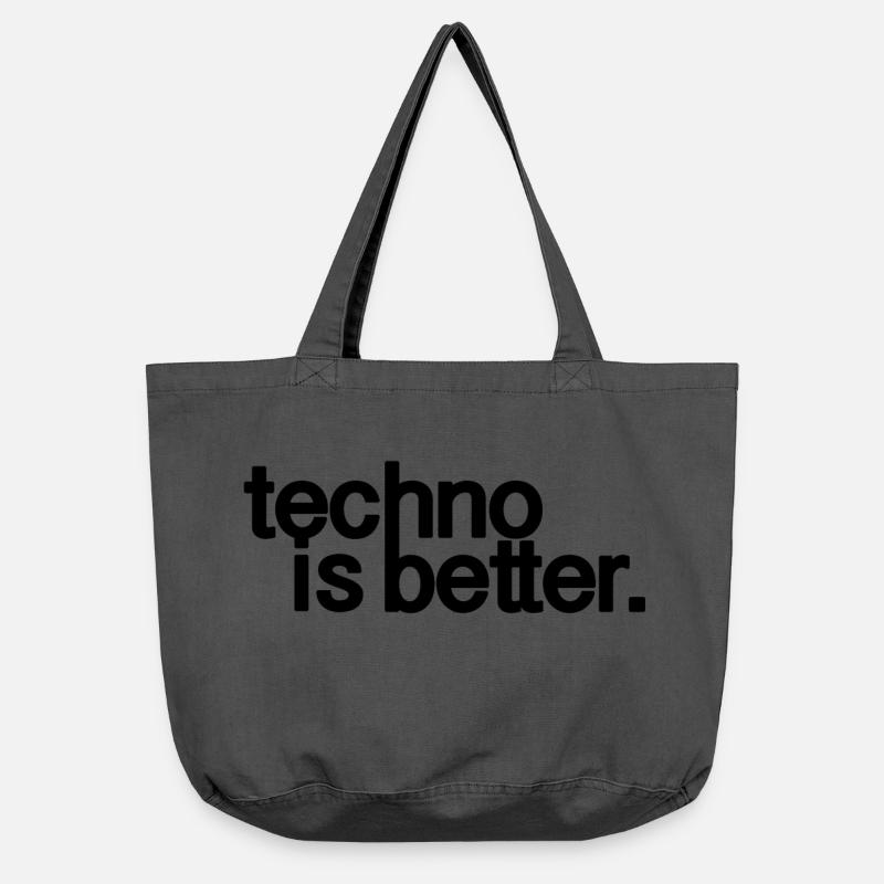 techno is better logo - Vintage-washed Shopper - vintage black