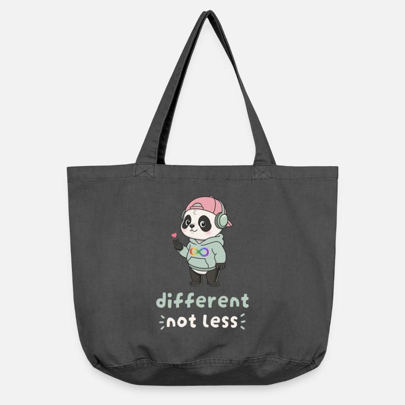 Different Not Less Panda - Vintage-Washed Shopper - Vintage Schwarz