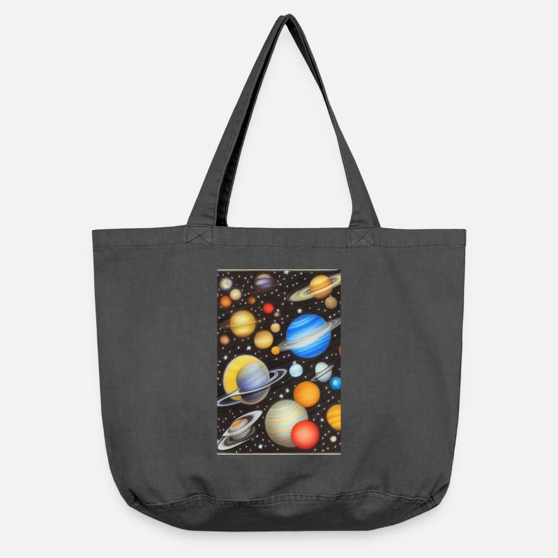 Espace et planètes - Sac cabas vintage délavé - noir vintage