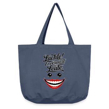 Toujours souriant - Sac cabas vintage délavé - vintage bleu jeans - Devant