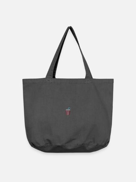 Limonadenbecher bestickt - Vintage-Washed Shopper - Vintage Schwarz