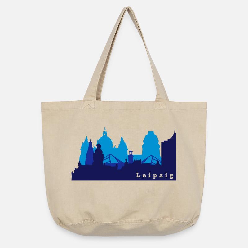 Leipzig Skyline - Vintage-washed Shopper - vintage sand 