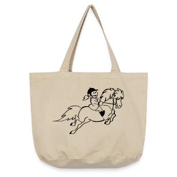 cavalière de poney - Sac cabas vintage délavé - sable vintage  - Devant