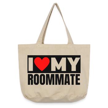 I Love My Roommate Bold Heart Graphic - Vintage-washed Shopper - vintage sand  - Front