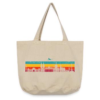 Vibrant Skyline Stripes - Vintage-washed Shopper - vintage sand  - Front