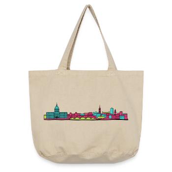 Toulouse City Skyline Basilique Linienzeichnung - Vintage-Washed Shopper - Vintage Sand  - Vorne