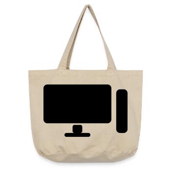 Minimal PC Setup Icon – Gamer Design - Vintage-Washed Shopper - Vintage Sand  - Vorne